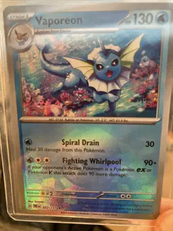 Vaporeon Master Ball Foil Pokemon Prismatic Evolutions PRE #022 - Image 3
