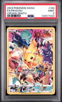 PSA 9 2023 POKEMON SWORD & SHIELD CROWN ZENITH #160 FULL ART/PIKACHU - Image 1