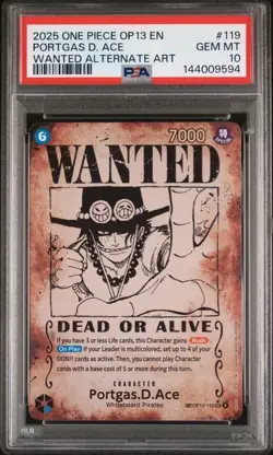 2025 One Piece Carrying On His Will Portgas D. Ace Wanted Alternate Art PSA 10 - Image 1