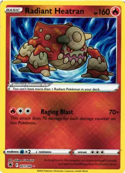 Pokemon TCG Radiant Heatran 027/189 SWSH Astral Radiance Holo NM - Image 1
