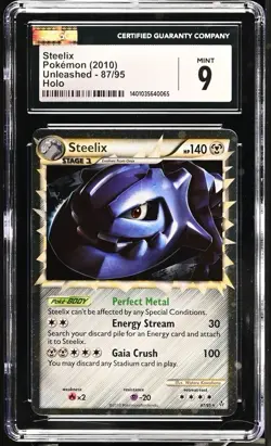 2010 Pokemon HGSS 87 STEELIX Holo Unleashed Prime CGC 9 MINT - Image 1