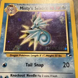 Misty's Seadra PRERELEASE 9/132 Swirl Gym Heroes Unlimited Holo Pokemon LP - Image 2