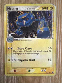 Pokemon TCG Metang (Delta) EX Delta Species 49/113 Regular Uncommon VERY DAMAGED - Image 1
