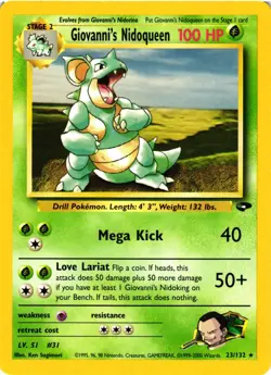 Pokemon TCG Giovanni's Nidoqueen Gym Challenge 23/132 Non-Holo Unlimited Rare LP - Image 1
