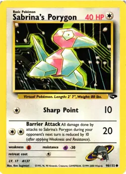 Pokemon TCG Sabrina's Porygon 98/132 Gym Challenge Unlimited Regular Common LP - Image 1