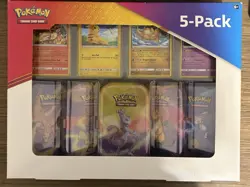 POKEMON TCG KANTO POWER 5-PACK MINI TINS SET - MEWTWO - FACTORY SEALED NEW - Image 1