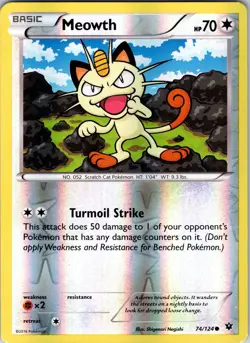 Meowth 74/124 XY - Fates Collide Pokemon TCG LP Reverse Holo - Image 1