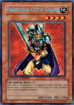 Damaged, English Yu Gi Oh Obnoxious Celtic Guard - CT1-EN006 - Secret Rare - Lim - Image 1