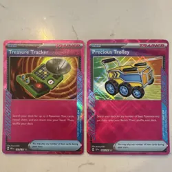 Pokemon ACE SPEC Holo Trainer Item Cards Treasure Tracker & Precious Trolley SVP - Image 1