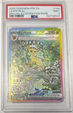 2025 Pokemon PRE EN Special Illustration Rare #144 Leafeon ex PSA 9 MINT - Image 1