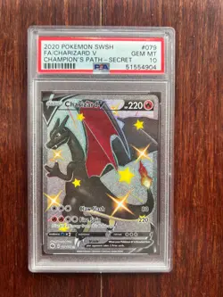 Pokemon TCG Charizard v Champions Path 79/73 Secret Rare PSA10 - Image 1