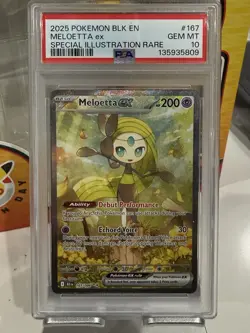 2025 POKEMON BLK EN-BLACK BOLT SPECIAL ILLUSTRATION RARE #167 MELOETTA EX PSA 10 - Image 1