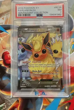 2016 POKEMON XY GENERATIONS RADIANT COLLECTION #RC28 FA/FLAREON EX GEN PSA 7 - Image 1