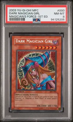 Dark Magician Girl Yugioh 2003 MFC-000 Secret Rare 1st Edition PSA 8 - Image 1