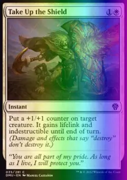 MTG Magic the Gathering Take Up the Shield (35/447) Dominaria United NM FOIL - Image 1