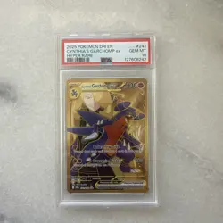 Cynthia's Garchomp ex PSA 10 English Pokemon Card 241 Hyper Rare Gold 2025 - Image 1