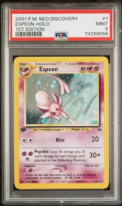 🌟 PSA 9 MINT – Espeon Holo #1 1st Edition | 2001 Pokemon Neo Discovery 🌟 - Image 1