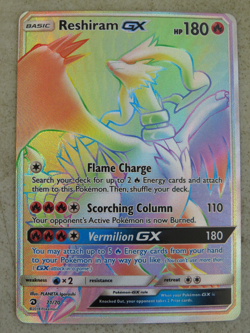 Pokemon TCG Reshiram GX Dragon Majesty Holo Card 71/70 Secret Rare - Image 1