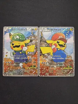 CUSTOM Pokemon Mario & Luigi Pikachu 294/XY-P & 296/XY-P - Image 1