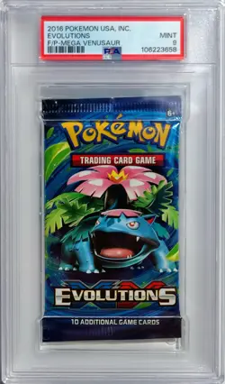 PSA 9 2016 Pokemon Evolutions Graded Venusaur Art Sealed Booster Foil Pack Mint - Image 1
