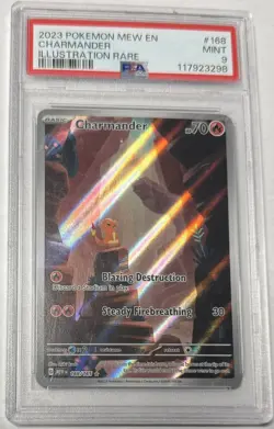 2023 POKEMON MEW EN-151 ILLUSTRATION RARE #168 CHARMANDER PSA 9 - Image 1