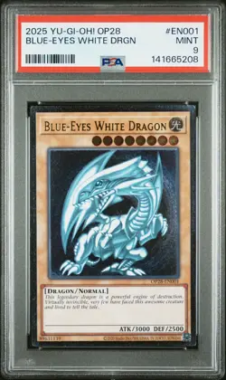 2025 YU-GI-OH! OP28-OTS TOURNAMENT PACK 28 #EN001 BLUE-EYES WHITE DRAGON PSA 9 - Image 1
