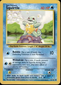 Pokemon cards - squirrel 63/102 Basic Pokemon 1995 commonBC - Image 1