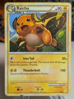 Pokemon Card Raichu 19/30 Common HGSS Trainer Kit Gyarados Raichu Deck NM - Image 1