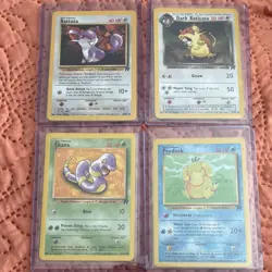 Pokemon TCG Team Rocket Rattata Dark Raticate Ekans Psyduck 4 Card Lot MINT/NM - Image 1