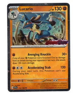 2023 Pokemon Lucario 114/198 Scarlet Violet Stamped Promo SV1 Cosmos Holo 2023 - Image 1