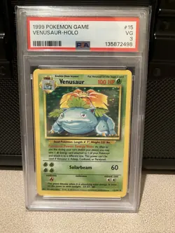 1999 POKEMON BASE SET UNLIMITED #15 VENUSAUR-HOLO PSA 3 - Image 1