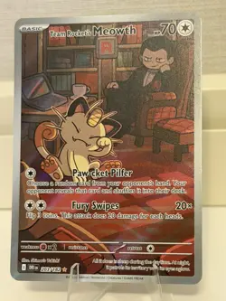 Pokemon Team Rocket’s Meowth Illustration Rare Destined Rivals 203/182 - Image 1