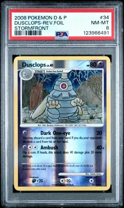 2008 Pokemon D&P Stormfront Dusclops Reverse Foil #34 PSA 8 NM-MT - Image 1