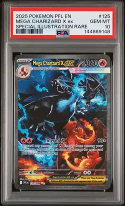 2025 POKEMON PFL EN-PHANTASMAL FLAMES #125 MEGA CHARIZARD X EX PSA 10 - Image 1