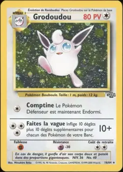 2000 Pokemon FRENCH Unlimited Jungle Grodoudou-Wigglytuff Holo 16/64 EX-MT - Image 1