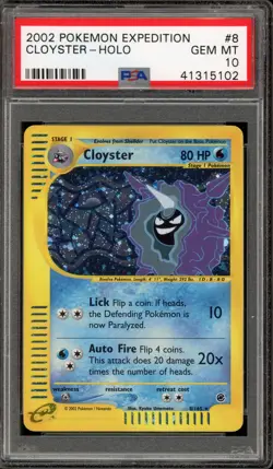 Pokemon Cloyster Expedition Holo Rare #8 PSA 10 Gem Mint - Image 1