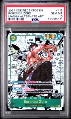 Roronoa Zoro PSA 10 - OP06-118 - Manga Art - Wings Of The Captain- One Piece TCG - Image 1