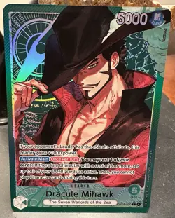 One Piece TCG OP14-020 Dracule Mihawk Leader Alt Art AA Card Game CCG English - Image 1