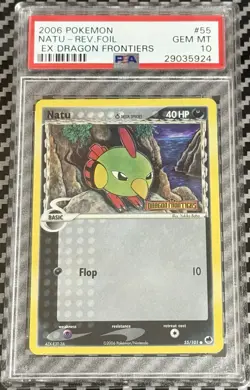 2006 Pokemon EX Dragon Frontiers #55 Natu Reverse Foil PSA 10 Card GEM MINT POP8 - Image 1