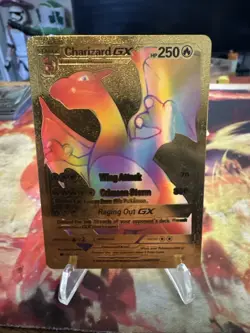 Pokemon TCG Charizard GX 250- Metal Collectors Card Gold Rainbow - NEW - Image 1