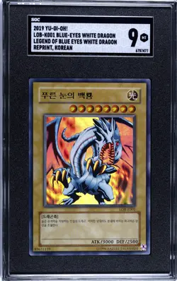 Blue Eyes White Dragon LOB-K001 Korean Graded 9 SGC Yugioh Card - Image 1