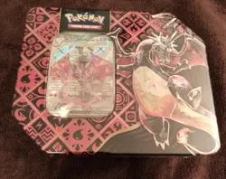 Pokemon TCG: Paldean Fates Shiny Charizard EX Tin Factory Sealed - Image 1