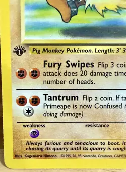 Primeape 43/64 Jungle Set 1st Edition Uncommon 1999 Vintage Pokemon TCG LP/MP - Image 3