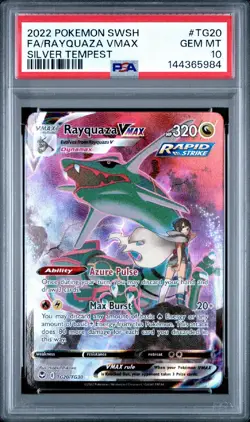 2022 POKEMON SWORD & SHIELD SILVER TEMPEST #TG20 FULL ART/RAYQUAZA VMAX PSA 10 - Image 1