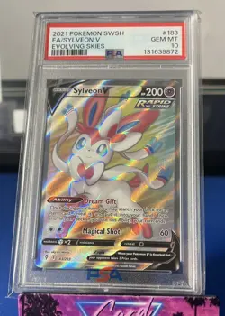 2021 POKEMON SWORD & SHIELD EVOLVING SKIES #183 FULL ART/SYLVEON V PSA 10 - Image 1