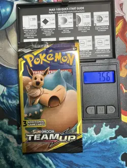 Pokemon TCG Sun & Moon Team Up Mini Booster Pack Snorlax & Eevee Sealed 7.56G - Image 1