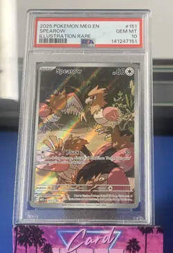 2025 POKEMON MEG EN-MEGA EVOLUTION ILLUSTRATION RARE #151 SPEAROW PSA 10 - Image 1