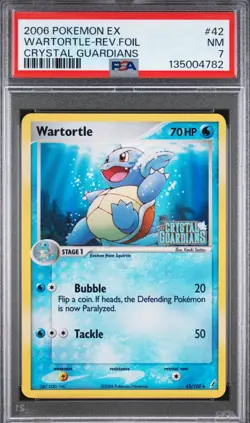 2006 POKEMON EX CRYSTAL GUARDIANS 42/100 WARTORTLE REVERSE FOIL PSA 7 NM - Image 1