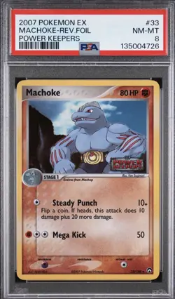Pokemon Machoke EX Power Keepers Reverse Holo Rare #33 PSA 8 - Image 1