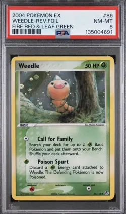 Pokemon Weedle EX Fire Red & Leaf Green Reverse Holo #86 PSA 8 - Image 1